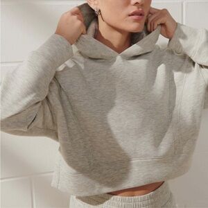 YPB neoKnit (Abercrombie & Fitch) cropped Grey Athleisure hoodie loungewear M